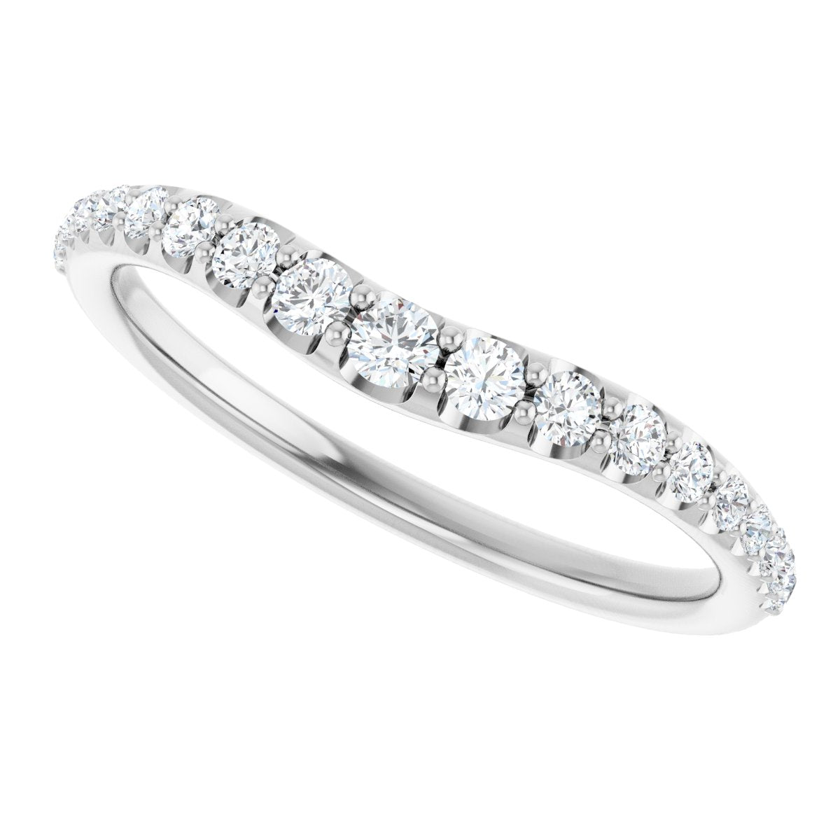 14K White Gold 1/2 CTW Lab-Grown Diamond Graduated Contour Band