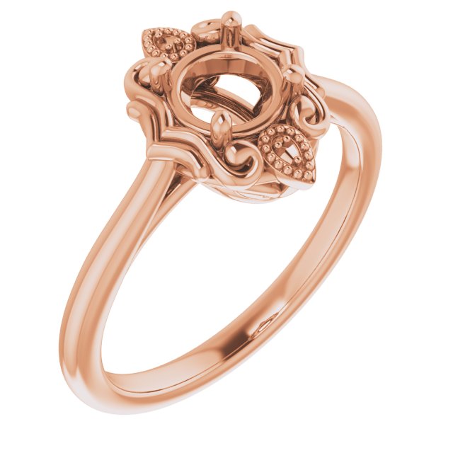 14K Rose5.5 mm Round Ring Mounting