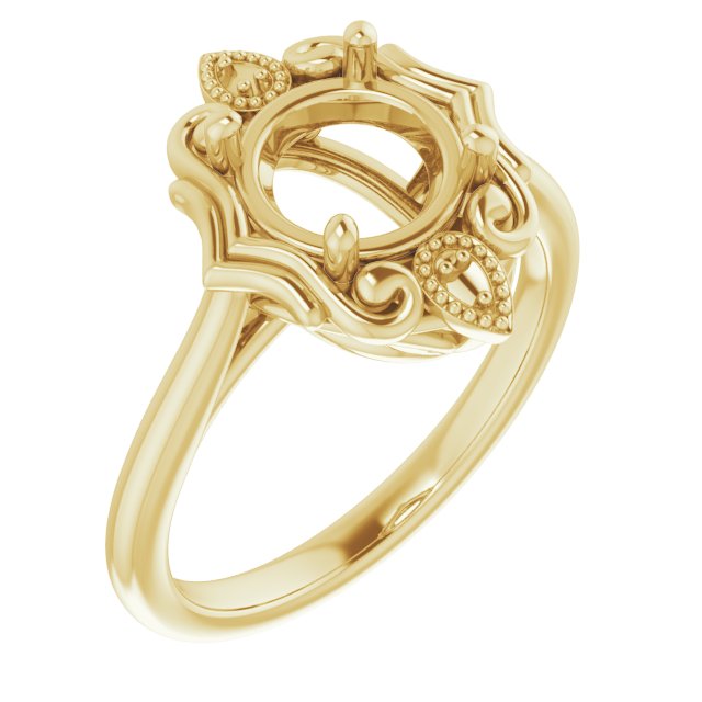 18K Yellow7.4 mm Round Ring Mounting