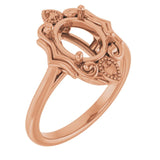 10K Rose9x7 mm Oval Ring Mounting