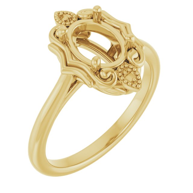 10K Yellow8x6 mm Oval Ring Mounting