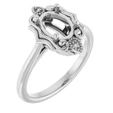 18K White8x6 mm Oval Ring Mounting
