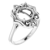 14K White9.4 mm Round Ring Mounting