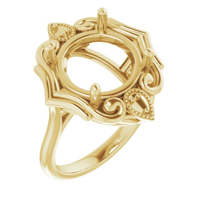 14K Yellow12 mm Round Ring Mounting