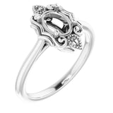 14K White7x5 mm Oval Ring Mounting