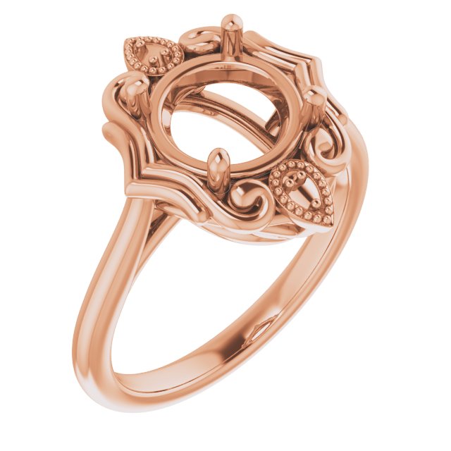 18K Rose8.2 mm Round Ring Mounting