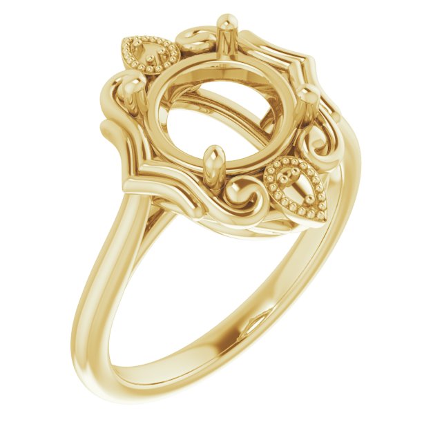 18K Yellow8.2 mm Round Ring Mounting