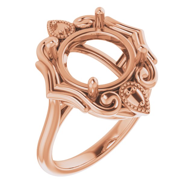 18K Rose11 mm Round Ring Mounting