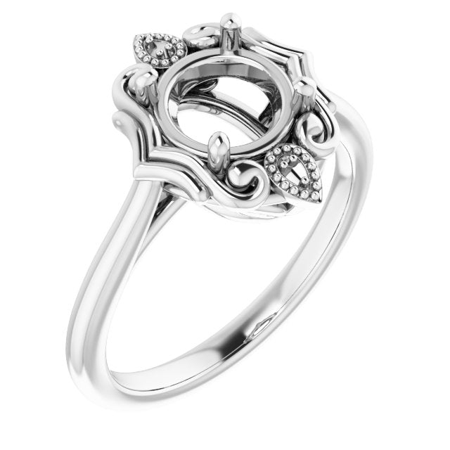 14K White7 mm Round Ring Mounting