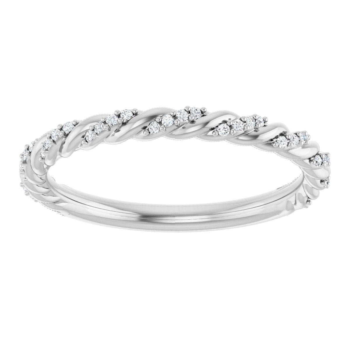 14K White Gold 1/10 CTW Natural Diamond Rope Anniversary Band