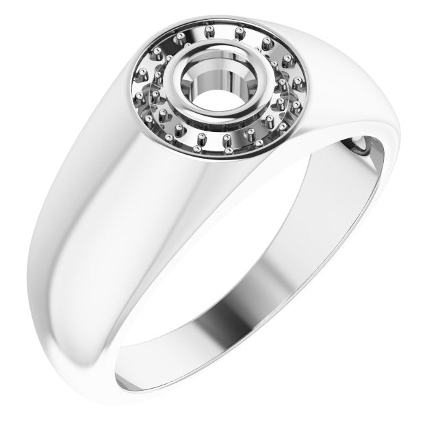 18K White 4.1 mm Round Ring Mounting
