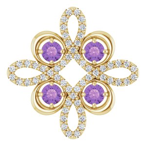 14K Yellow Natural Amethyst & 1/6 CTW Natural Diamond Pendant
