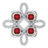 Platinum Natural Mozambique Garnet & 1/6 CTW Natural Diamond Clover Pendant