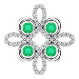 Platinum Lab-Grown Emerald & 1/6 CTW Diamond Clover Pendant