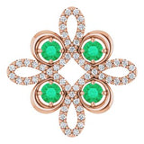 14K Rose Natural Emerald & 1/6 CTW Natural Diamond Clover Pendant