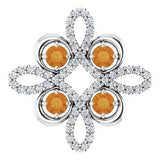Platinum Natural Citrine & 1/6 CTW Natural Diamond Clover Pendant