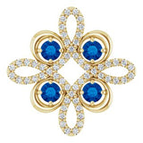 14K Yellow Lab-Grown Blue Sapphire & 1/6 CTW Diamond Clover Pendant