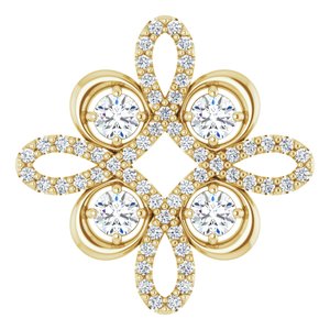 14K Yellow 3/8 CTW Natural Diamond Clover Pendant