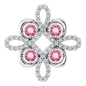 Platinum Natural Pink Tourmaline & 1/6 CTW Natural Diamond Clover Pendant