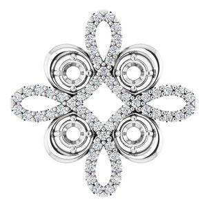 Platinum 1/6 CTW Natural Diamond Semi-Set Clover Pendant