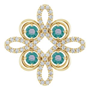 14K Yellow Natural Alexandrite & 1/6 CTW Natural Diamond Pendant