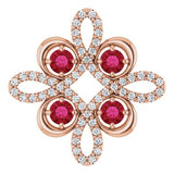 14K Rose Lab-Grown Ruby & 1/6 CTW Diamond Clover Pendant