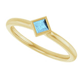 14K Yellow Gold Natural Aquamarine Stackable Ring