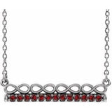 Platinum Natural Mozambique Garnet Infinity-Inspired Bar 18" Necklace
