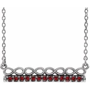 Platinum Natural Mozambique Garnet Infinity-Inspired Bar 16" Necklace