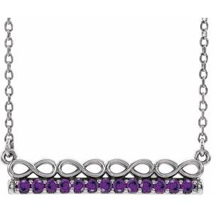Platinum Natural Amethyst Infinity-Inspired Bar 18" Necklace