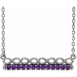 Platinum Natural Amethyst Infinity-Inspired Bar 16" Necklace