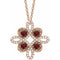 14K Rose Natural Mozambique Garnet & 1/6 CTW Natural Diamond Clover 18