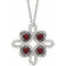 14K White Natural Mozambique Garnet & 1/6 CTW Natural Diamond Clover 18