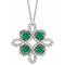 Platinum Lab-Grown Emerald & 1/6 CTW Diamond Clover 18