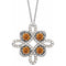 14K White Natural Citrine & 1/8 CTW Natural Diamond Clover 18