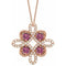 14K Rose Natural Pink Tourmaline & 1/8 CTW Natural Diamond Clover 18