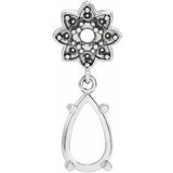 Sterling Silver 8x5 mm Pear Floral-Inspired Pendant Mounting