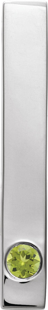 Sterling Silver Natural Peridot Family Engravable Bar Pendant