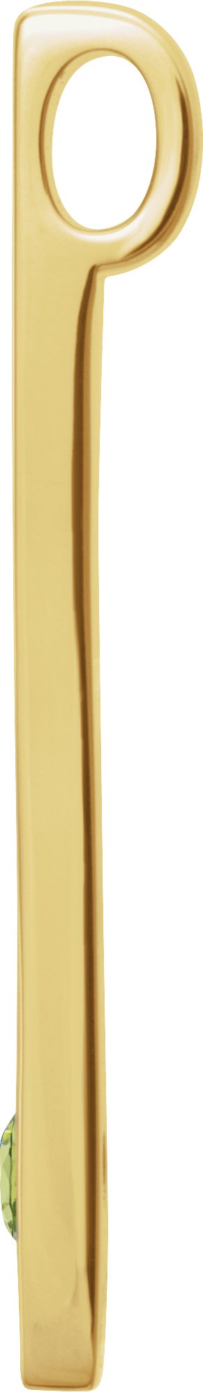 14K Yellow Gold Natural Peridot Family Engravable Bar Pendant