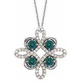 14K White Natural Alexandrite & 1/6 CTW Natural Diamond Clover 18" Necklace