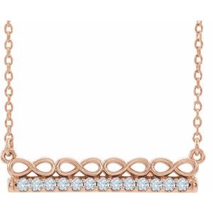 14K Rose 1/5 CTW Natural Diamond Infinity-Inspired Bar 18" Necklace