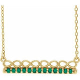 14K Yellow Natural Emerald Infinity-Inspired Bar 18" Necklace