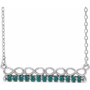 Sterling Silver Natural Alexandrite Infinity-Inspired Bar 16" Necklace