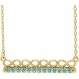 14K Yellow Natural Blue Zircon Infinity-Inspired Bar 16" Necklace