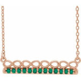 14K Rose Natural Emerald Infinity-Inspired Bar 16" Necklace