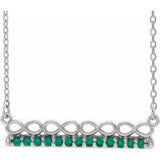Platinum Natural Emerald Infinity-Inspired Bar 18" Necklace