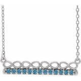 Sterling Silver Natural Aquamarine Infinity-Inspired Bar 16" Necklace