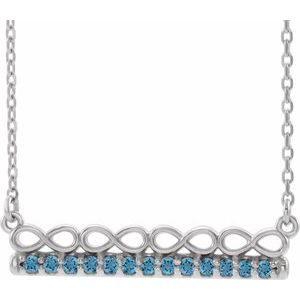Sterling Silver Natural Aquamarine Infinity-Inspired Bar 16" Necklace
