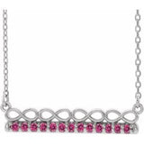 14K White Natural Pink Tourmaline Infinity-Inspired Bar 16" Necklace