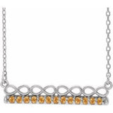 Sterling Silver Natural Citrine Infinity-Inspired Bar 16" Necklace